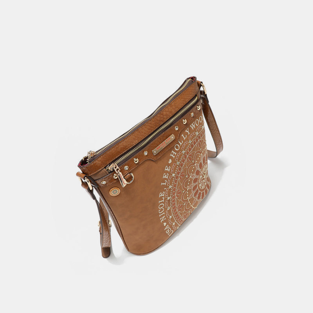 Metallic Stitching Embroidery Inlaid Rhinestone Crossbody Bag