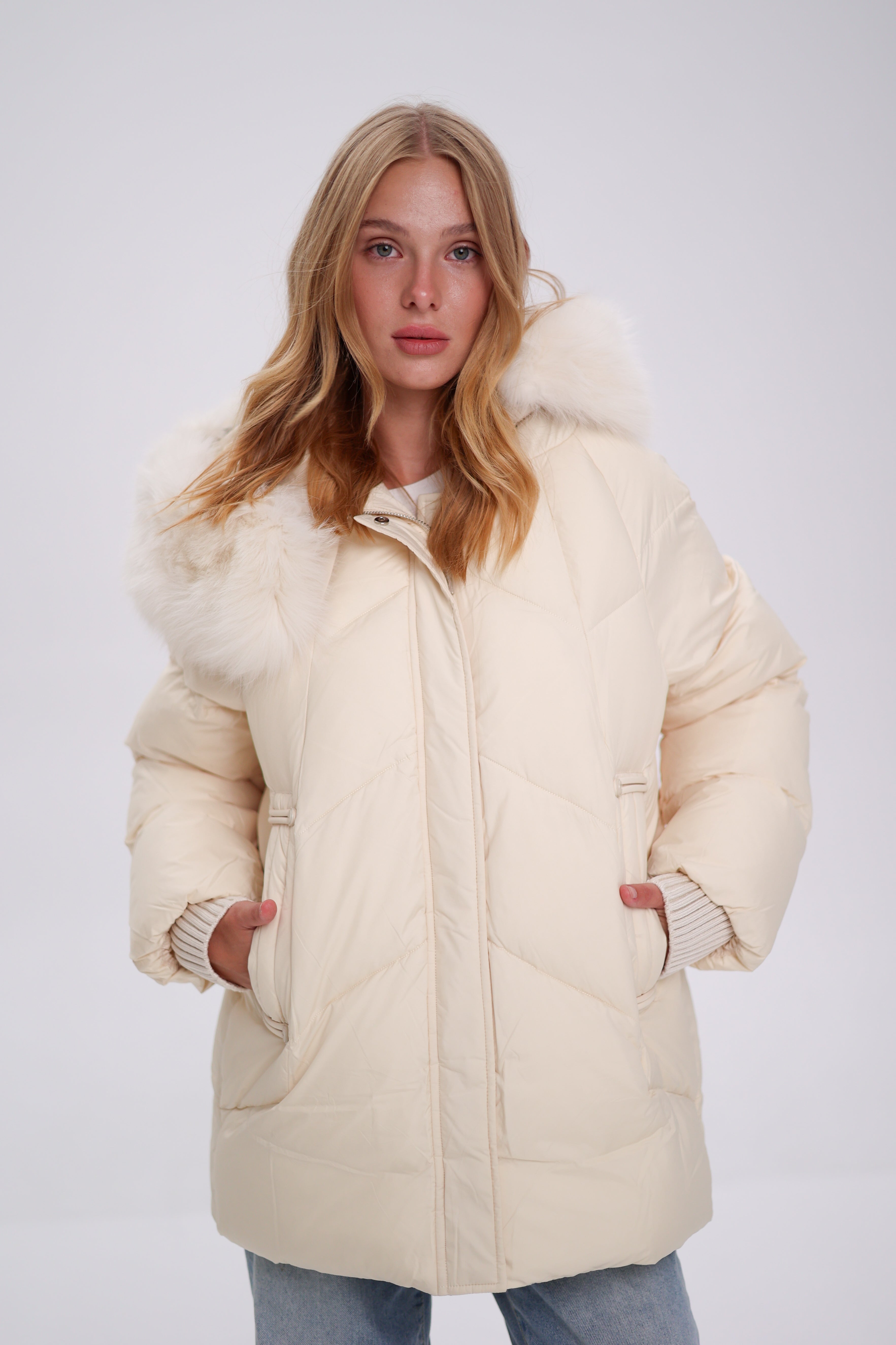 Genuine Polar Fox Thinsulate™ Coat | Ivory