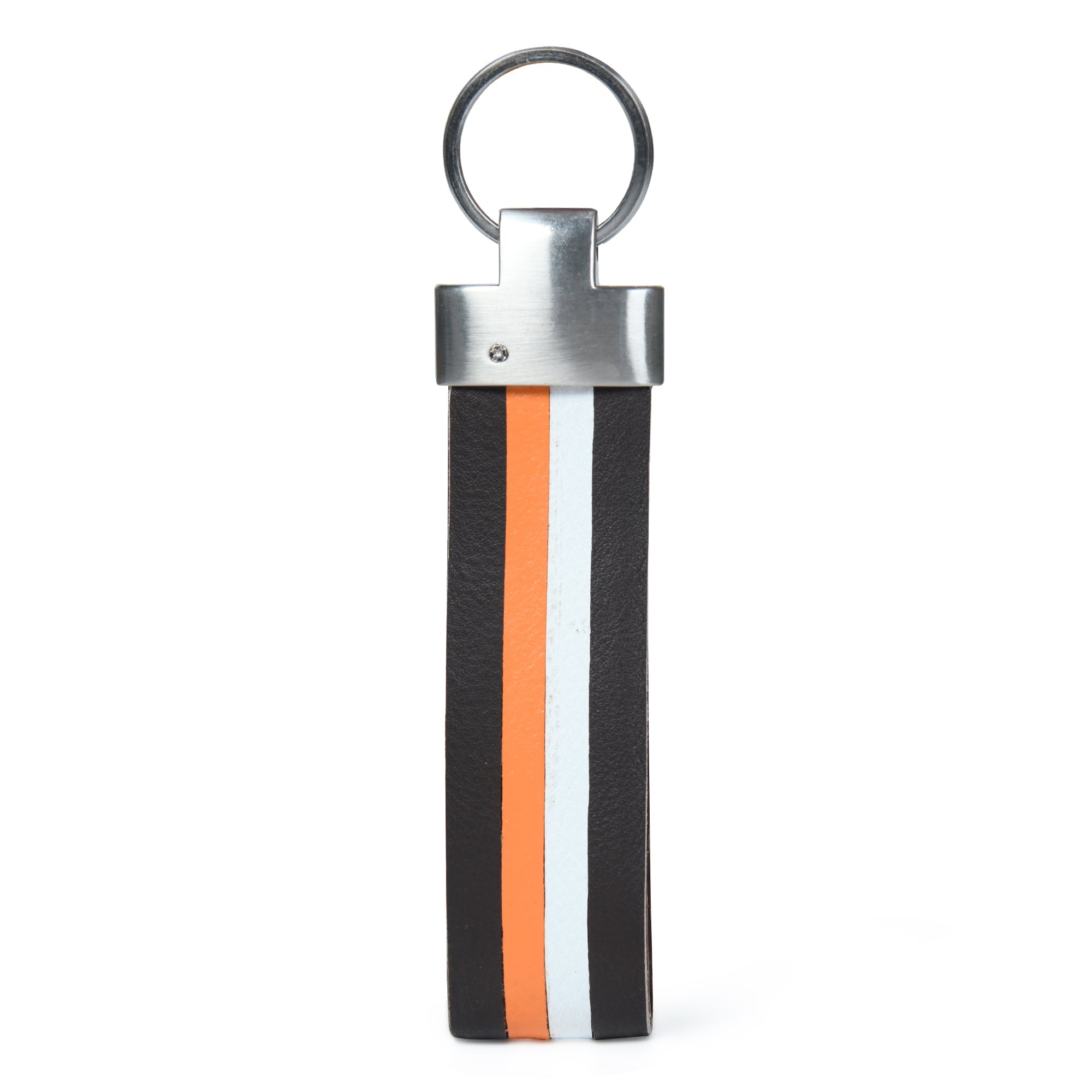 Multi-Colored Leather Stripped Keychain