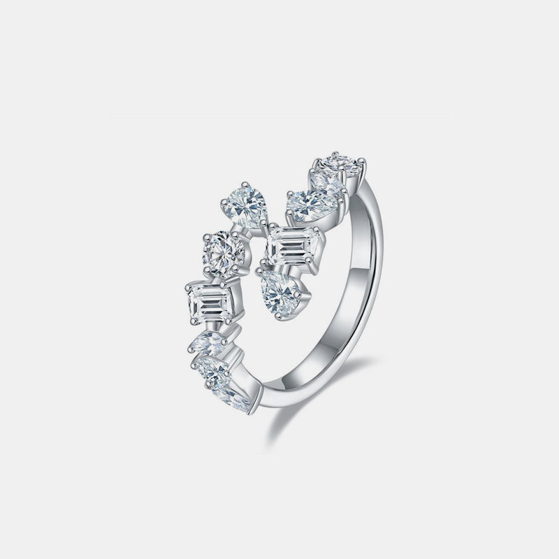 Bypass Silver Moissanite Ring