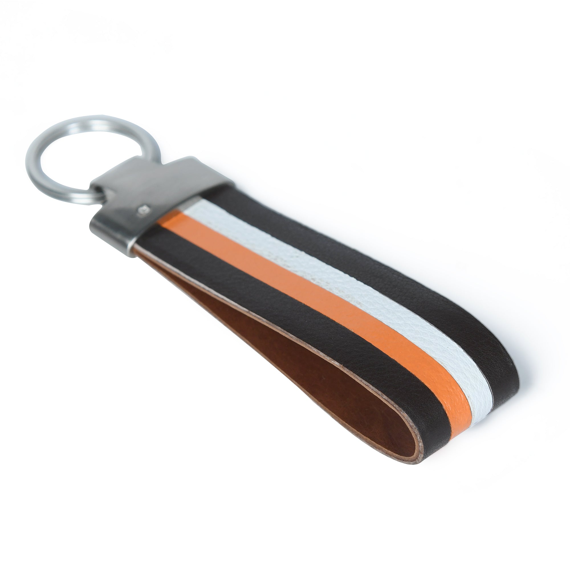 Multi-Colored Leather Stripped Keychain