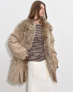Fireladyfur Women’s Goose Down Parka Coat with Toscana Shearling Fur