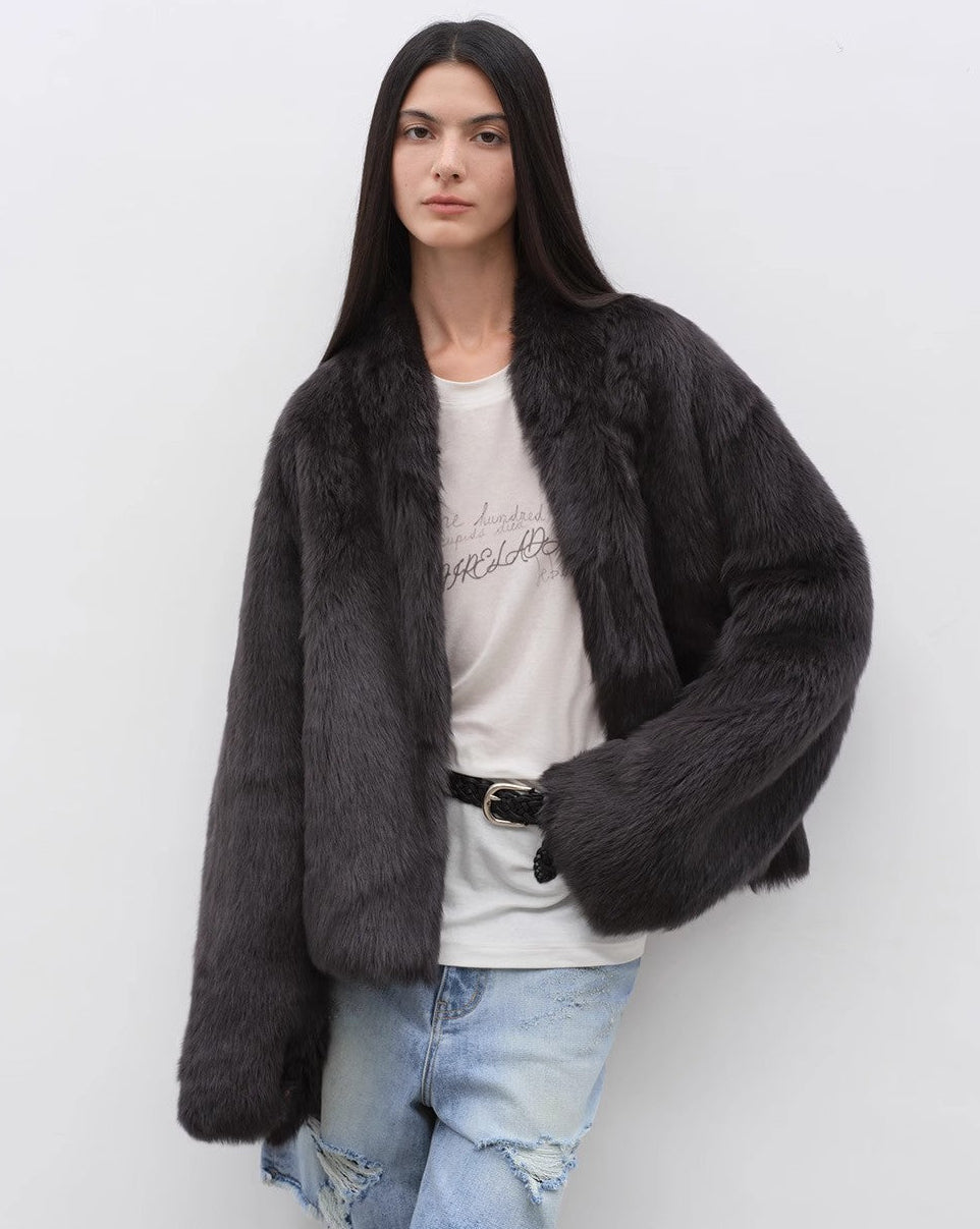 Fireladyfur Drop Shoulder Stand Collar Sheepskin Coat ‘Practical Wearism’