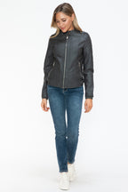 Biker Jacket with Side Zip Pockets Charcoal