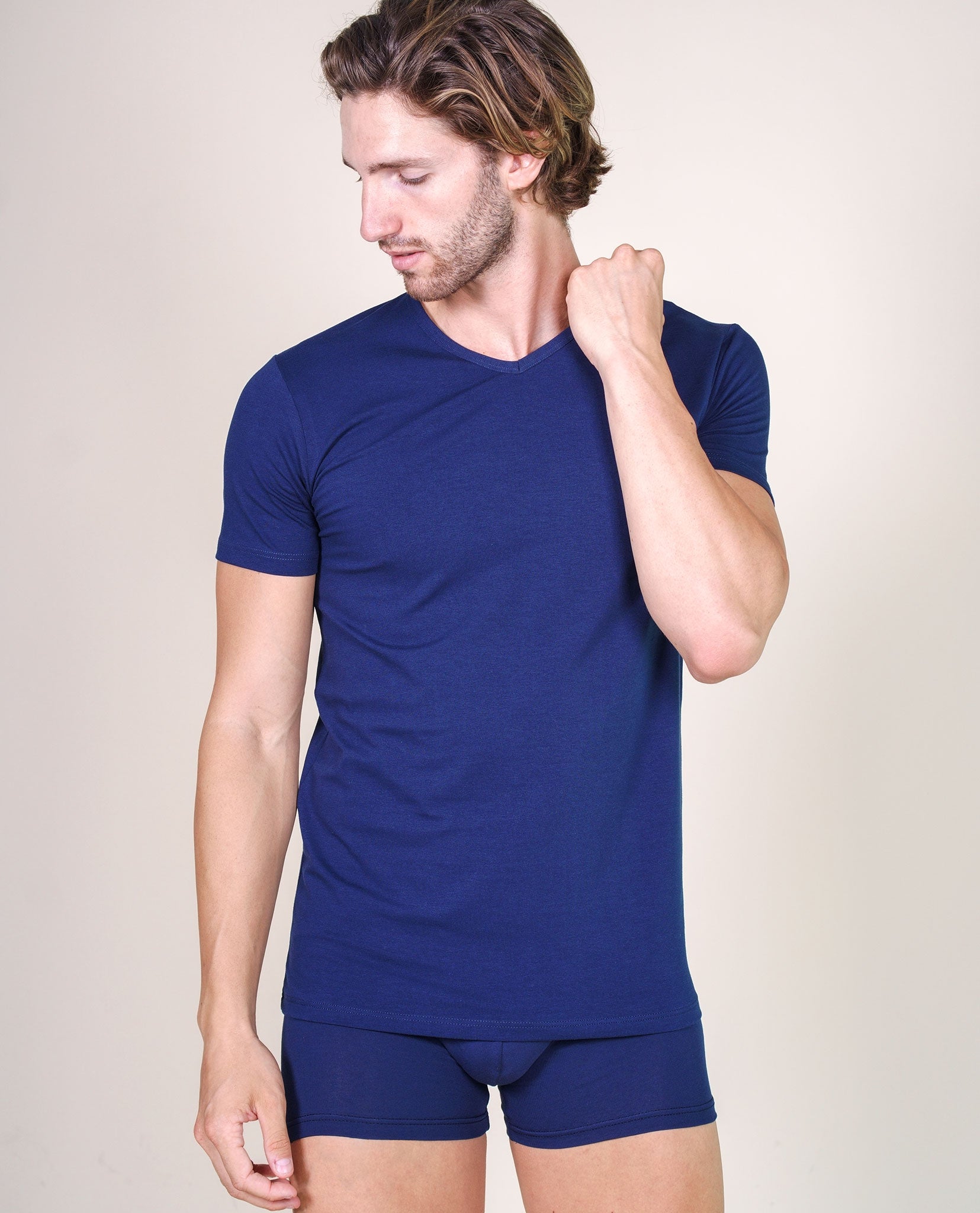 BASIC COTTON Free Spirit Premium Quality Cotton Men's V-Neck T-Shirt