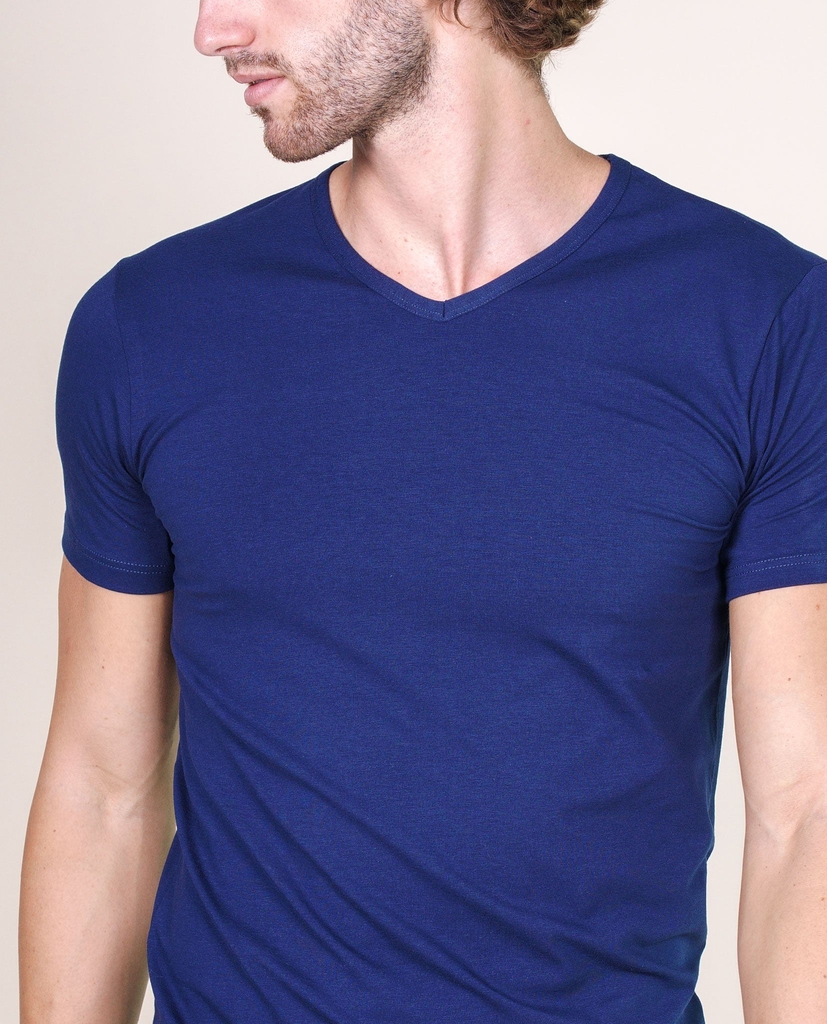 BASIC COTTON Free Spirit Premium Quality Cotton Men's V-Neck T-Shirt