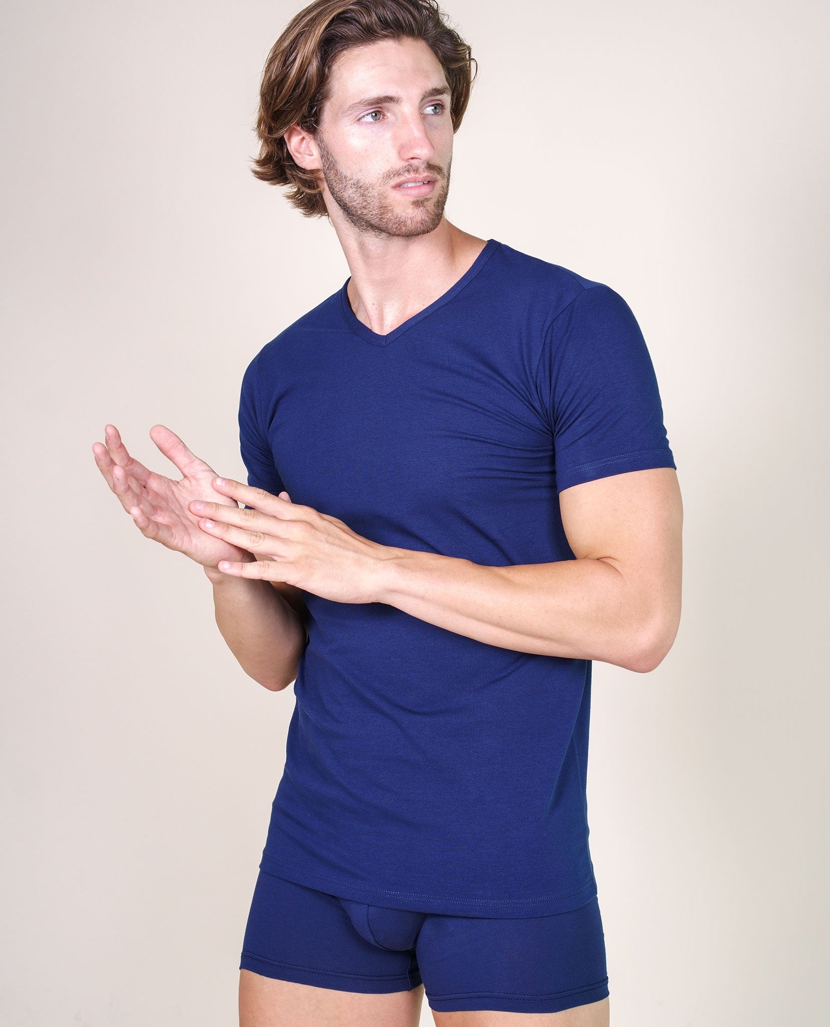 BASIC COTTON Free Spirit Premium Quality Cotton Men's V-Neck T-Shirt
