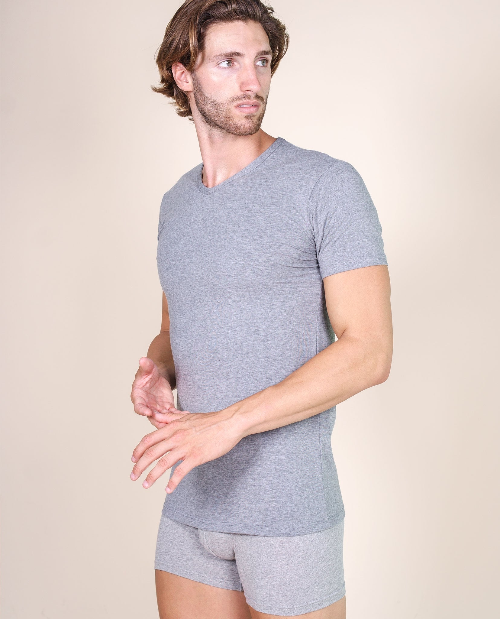 BASIC COTTON Free Spirit Premium Quality Cotton Men's V-Neck T-Shirt