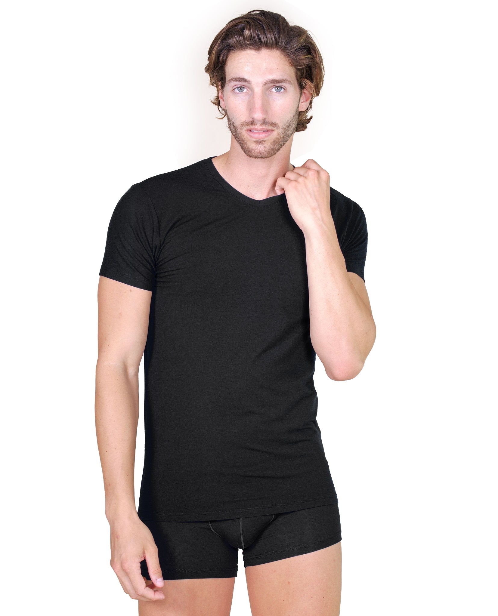 BASIC COTTON Free Spirit Premium Quality Cotton Men's V-Neck T-Shirt