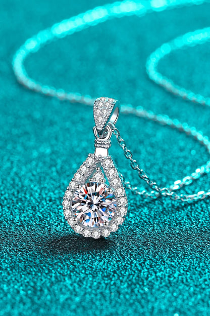 Teardrop Pendant Necklace 2 Ct Moissanite