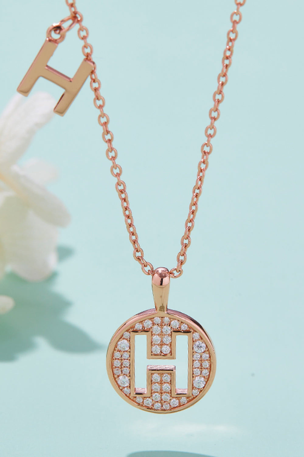 Letters A to J Pendant Necklace with Moissanites