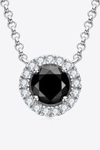Black 1 Ct Moissanite Round Pendant Necklace