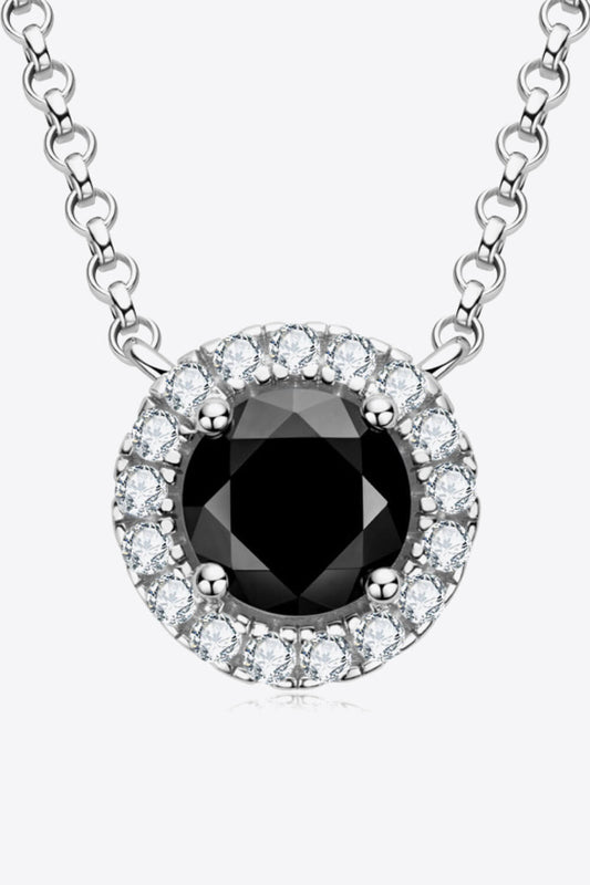 Black 1 Ct Moissanite Round Pendant Necklace