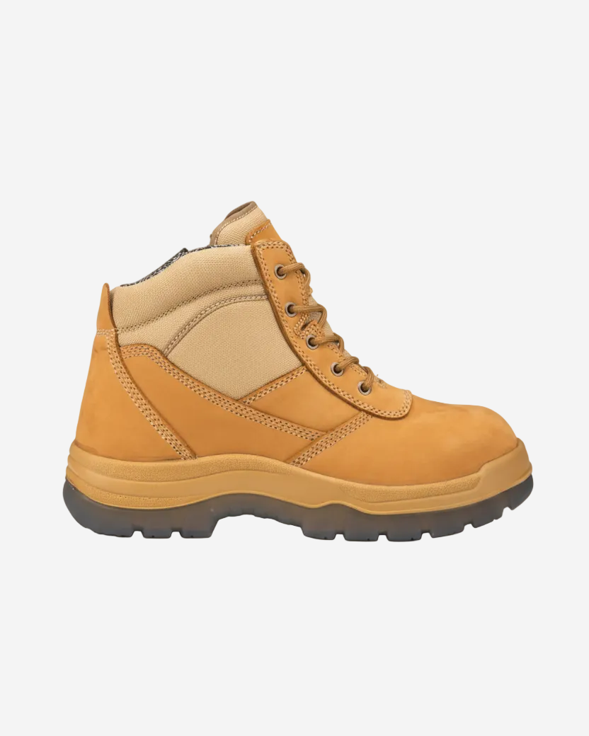 ROCKROOSTER Cortez Tan 6" Zip-Sided Steel Toecap Leather Work Boots | AK050