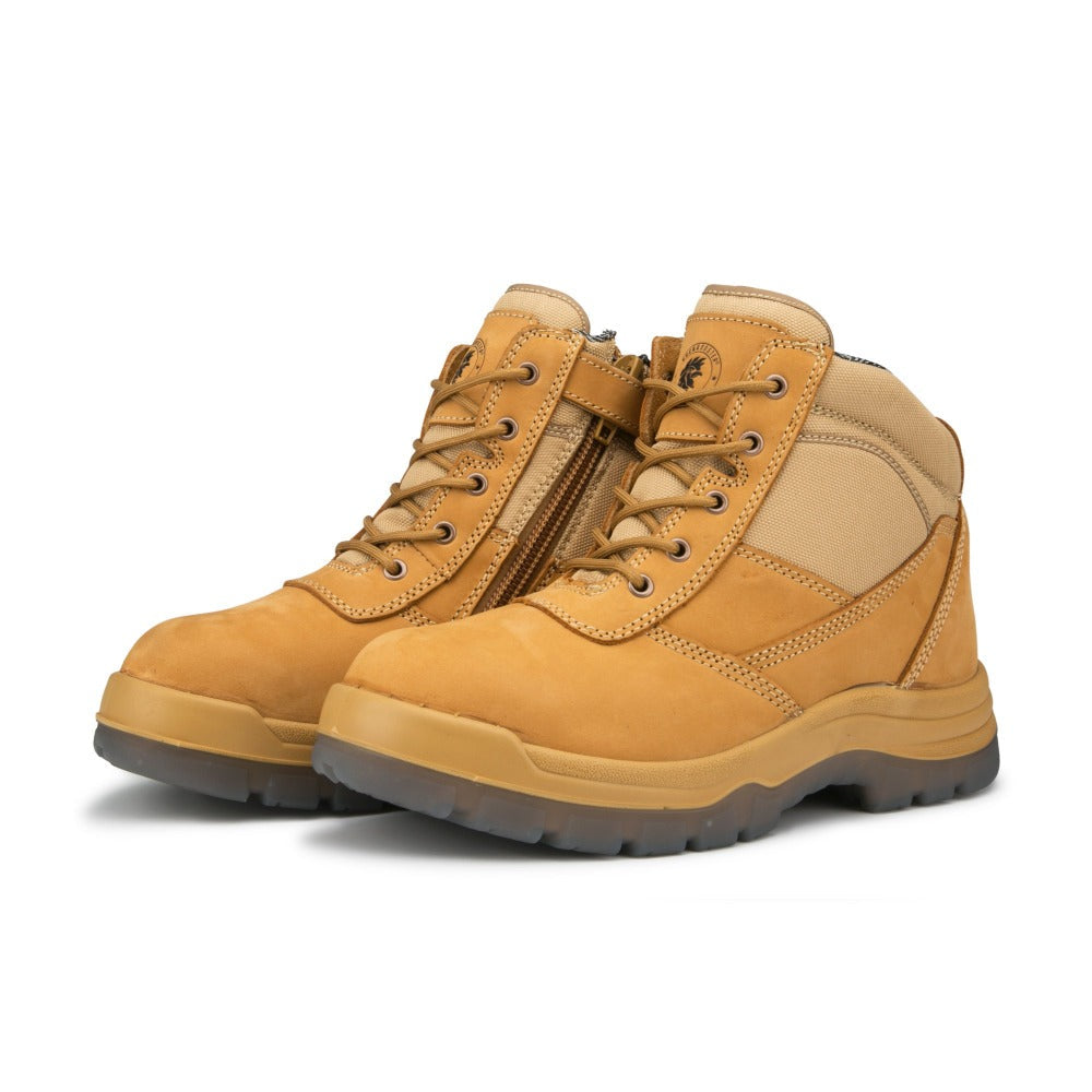 ROCKROOSTER Cortez Tan 6" Zip-Sided Steel Toecap Leather Work Boots | AK050