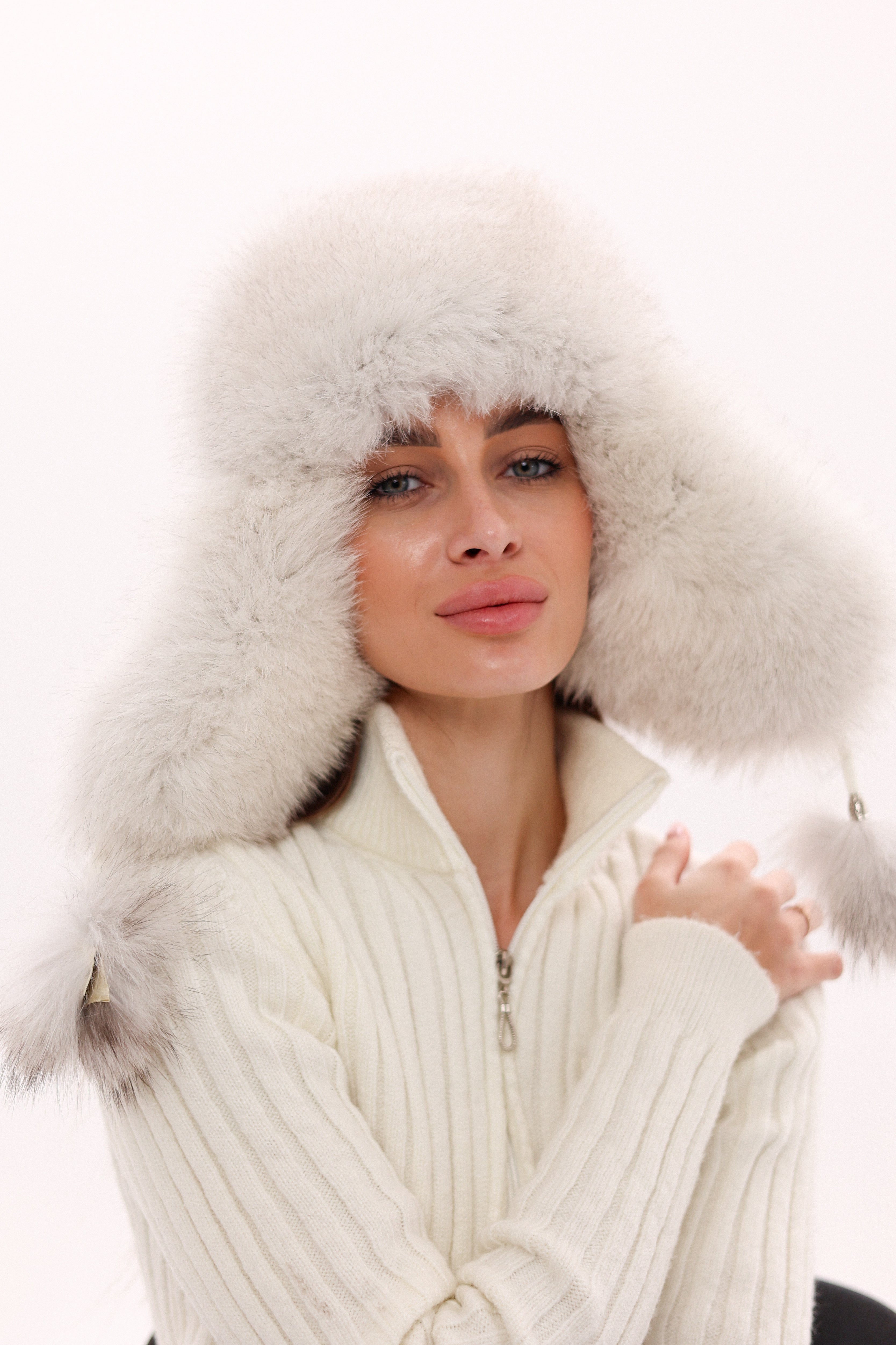 Genuine Arctic Fox Fur Leather Hat