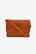 Aiden Leather Business Laptop Messenger Cross Body Bag | Tan Brown
