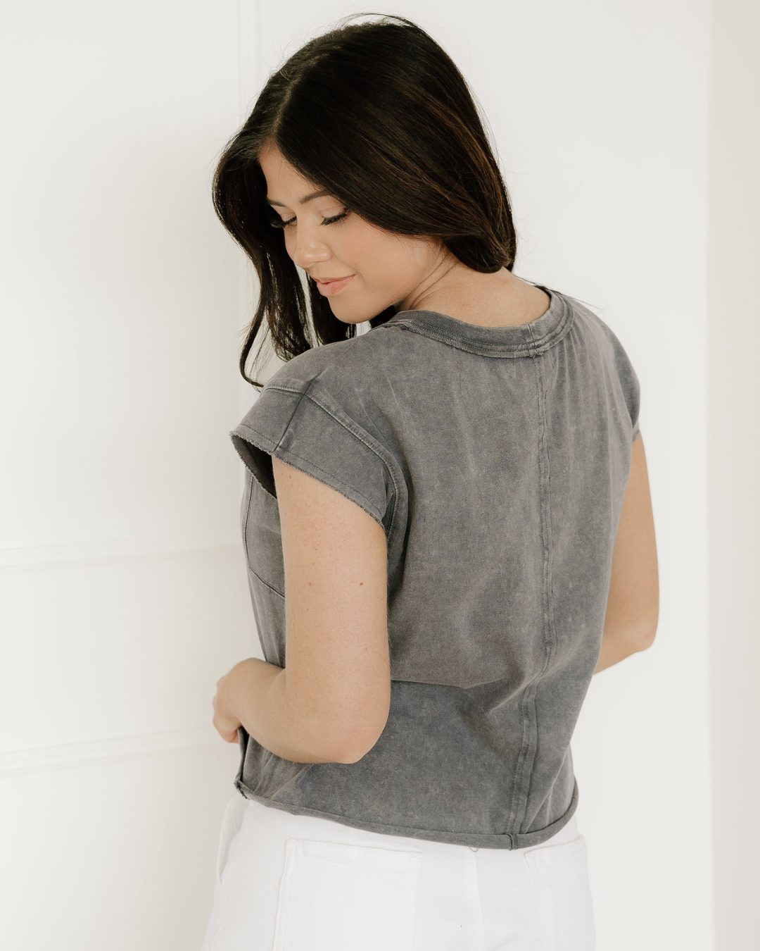 Mineral Wash Boxy Fit Cotton Tank Top | Gray