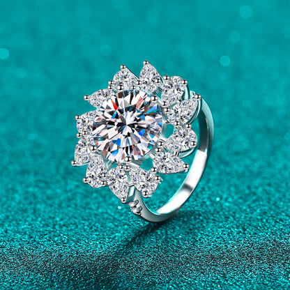 Flower Shape 5 Ct Moissanite Ring