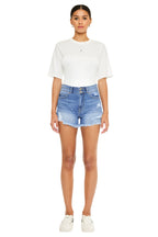 KanCan High Rise Double Button Blue Denim Jean Shorts