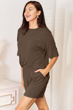 Basic Bae Bamboo Round Neck Drop Shoulder T-Shirt and Shorts Set