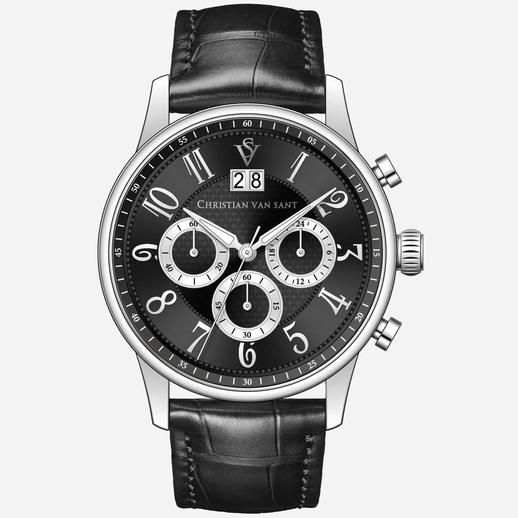 Christian Van Sant Men's Heritage Watch | Silver & Black