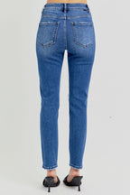 High Rise Ankle Skinny Knee Distressed Jeans