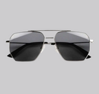 WO|MN Aviator Sunglasses | Silver with Black Polarized Lenses