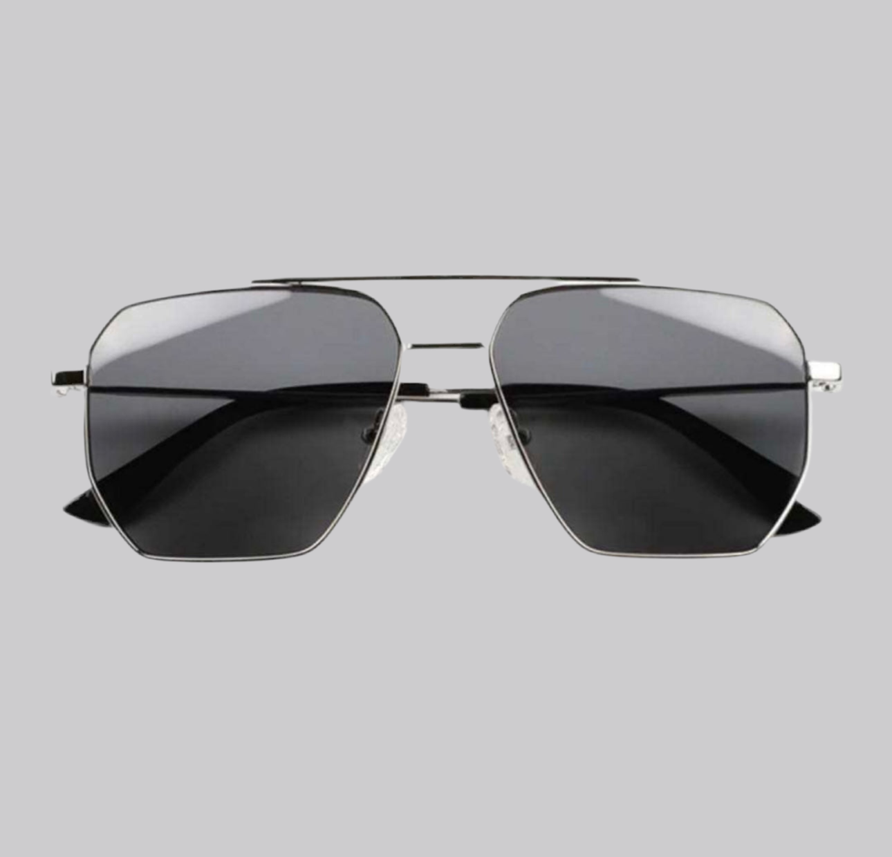 WO|MN Aviator Sunglasses | Silver with Black Polarized Lenses