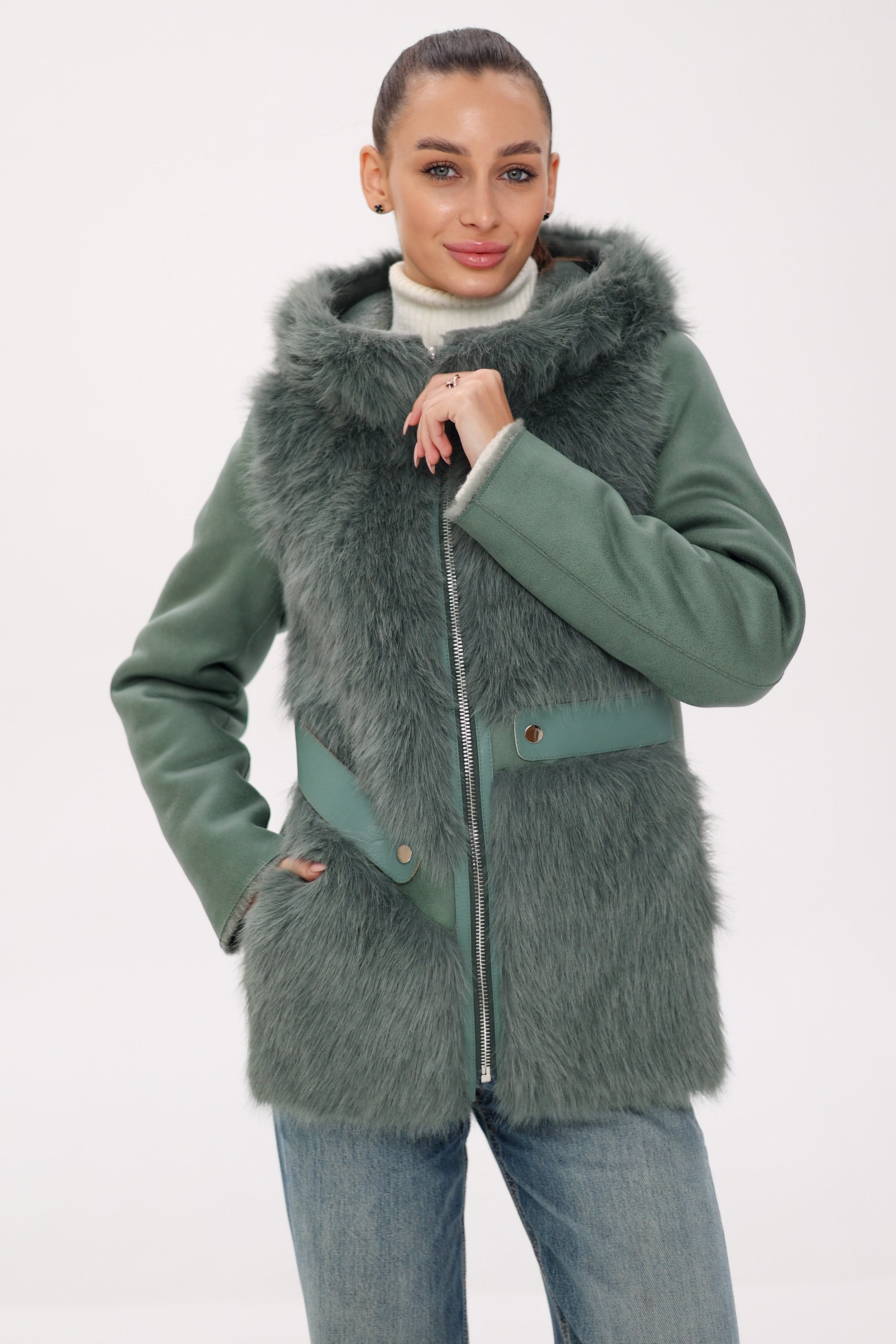 Reversible Hooded Wool Blend Jacket