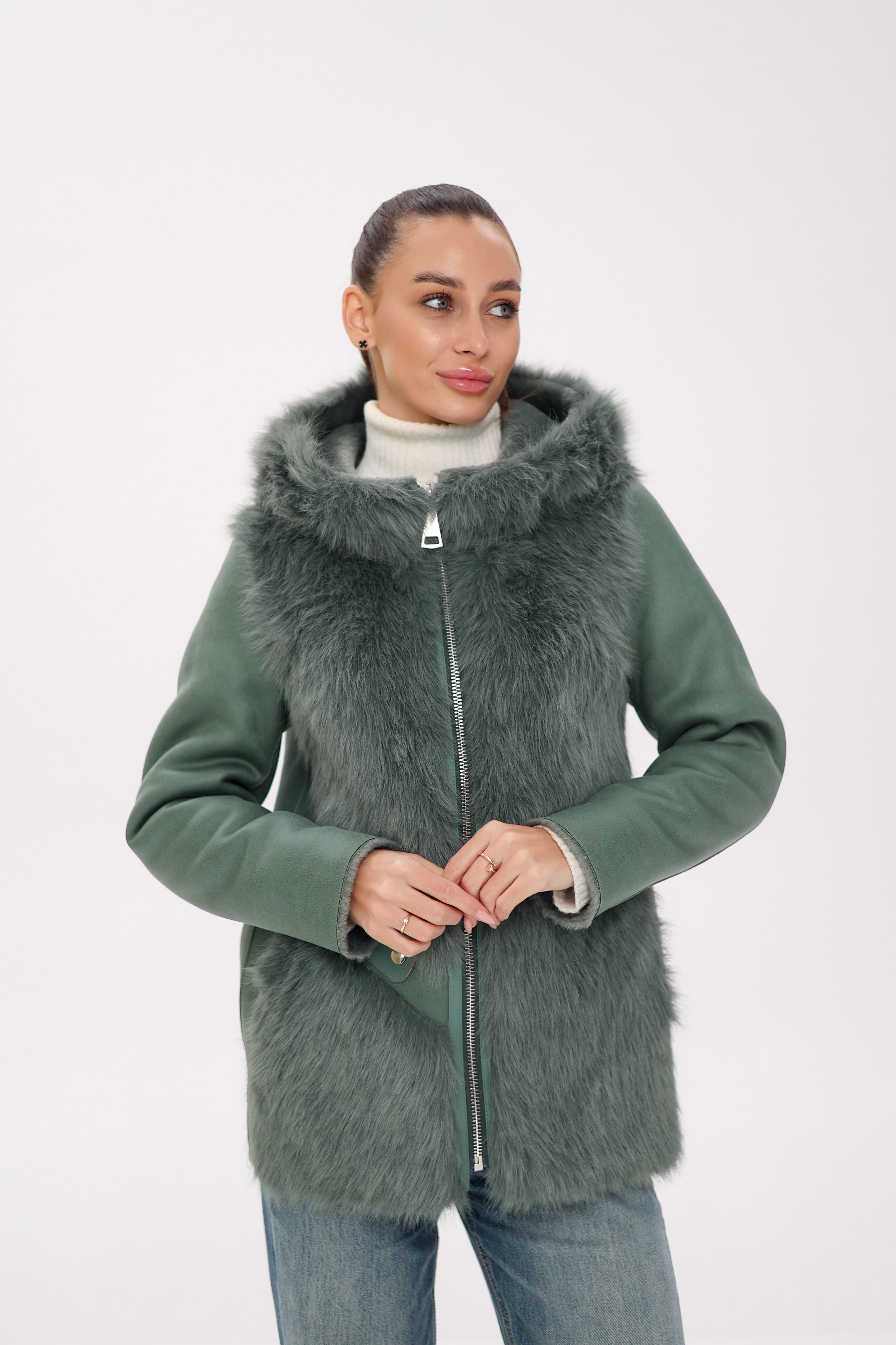 Reversible Hooded Wool Blend Jacket