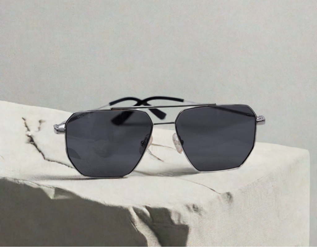 WO|MN Aviator Sunglasses | Silver with Black Polarized Lenses