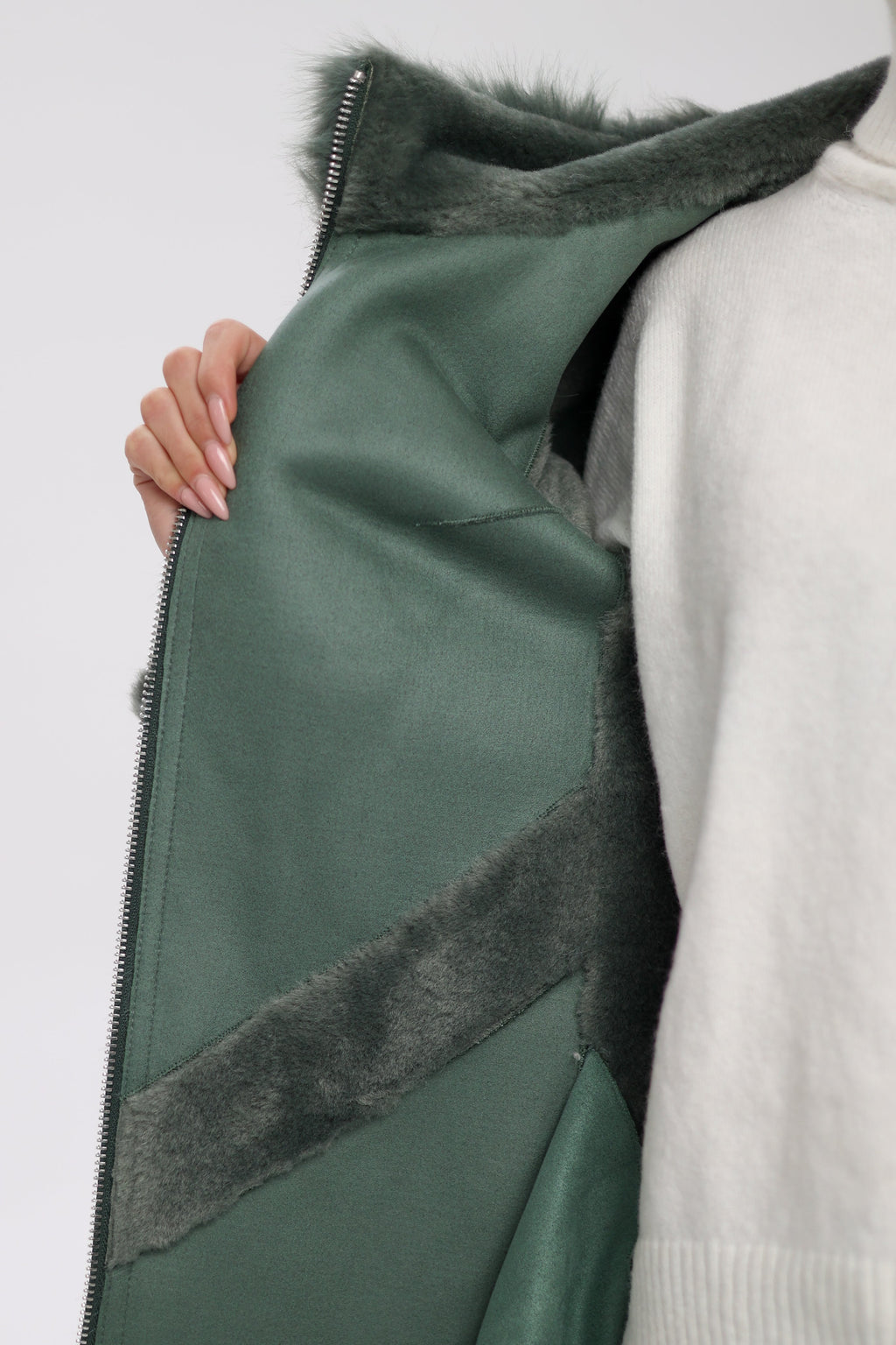 Reversible Hooded Wool Blend Jacket