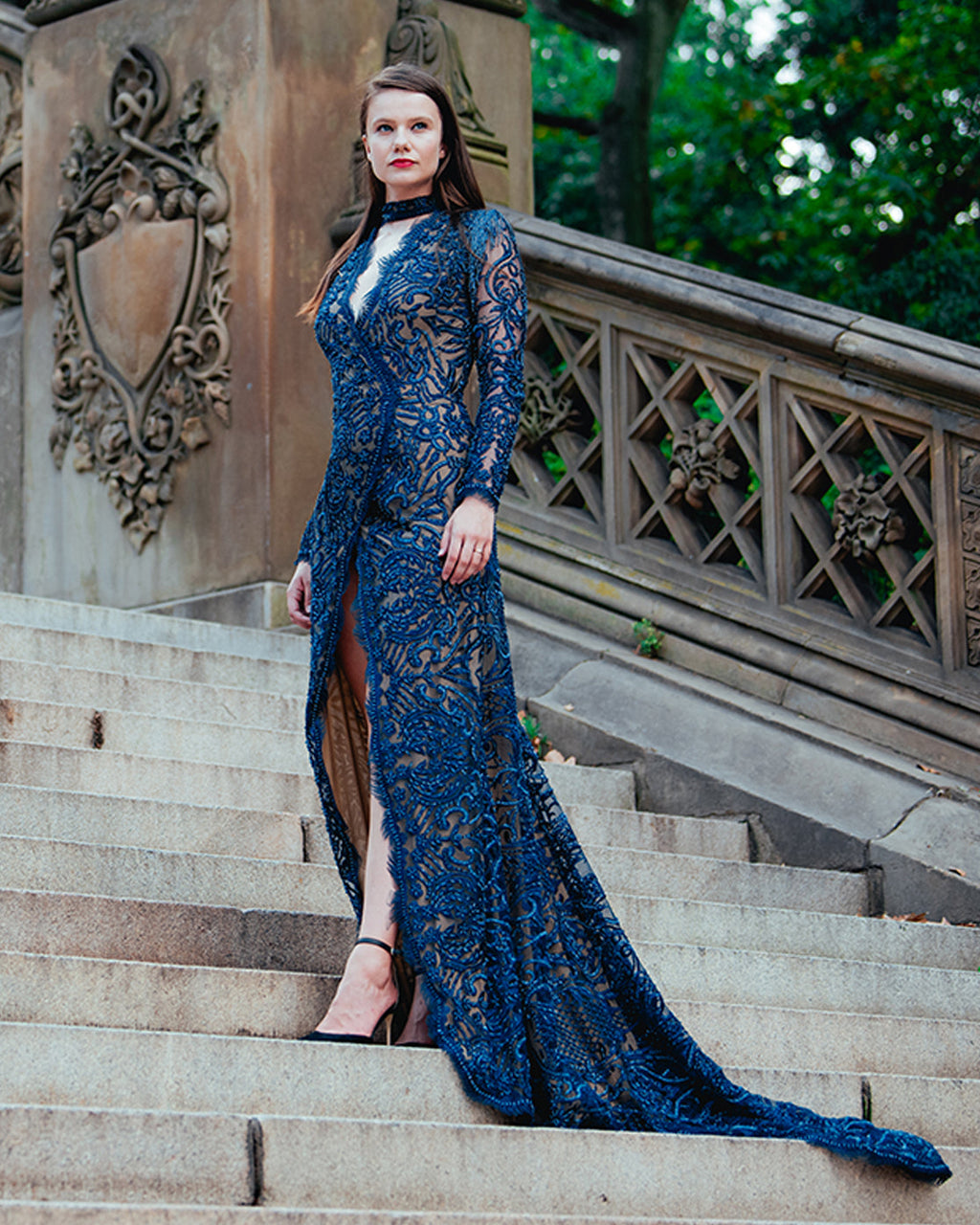 Mock NK Surplice Gown