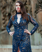 Mock NK Surplice Gown