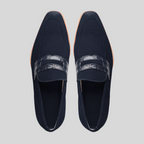 Sueded Goatskin Penny Loafer Navy