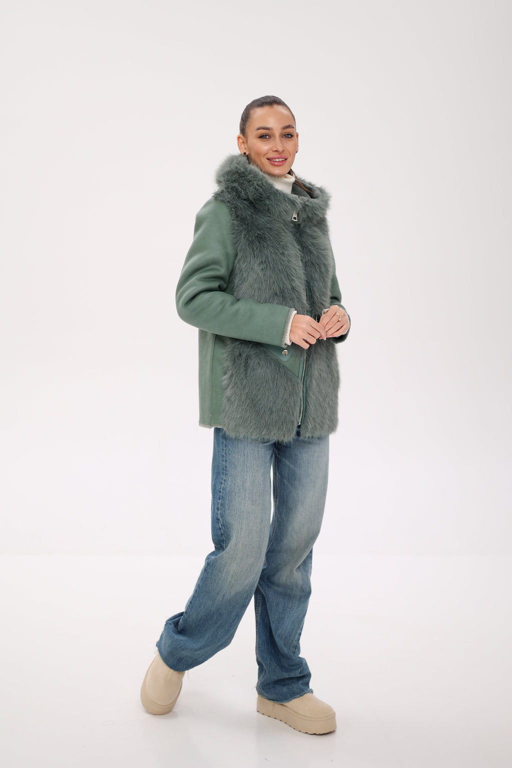 Reversible Hooded Wool Blend Jacket