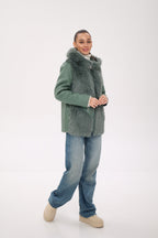 Reversible Hooded Wool Blend Jacket
