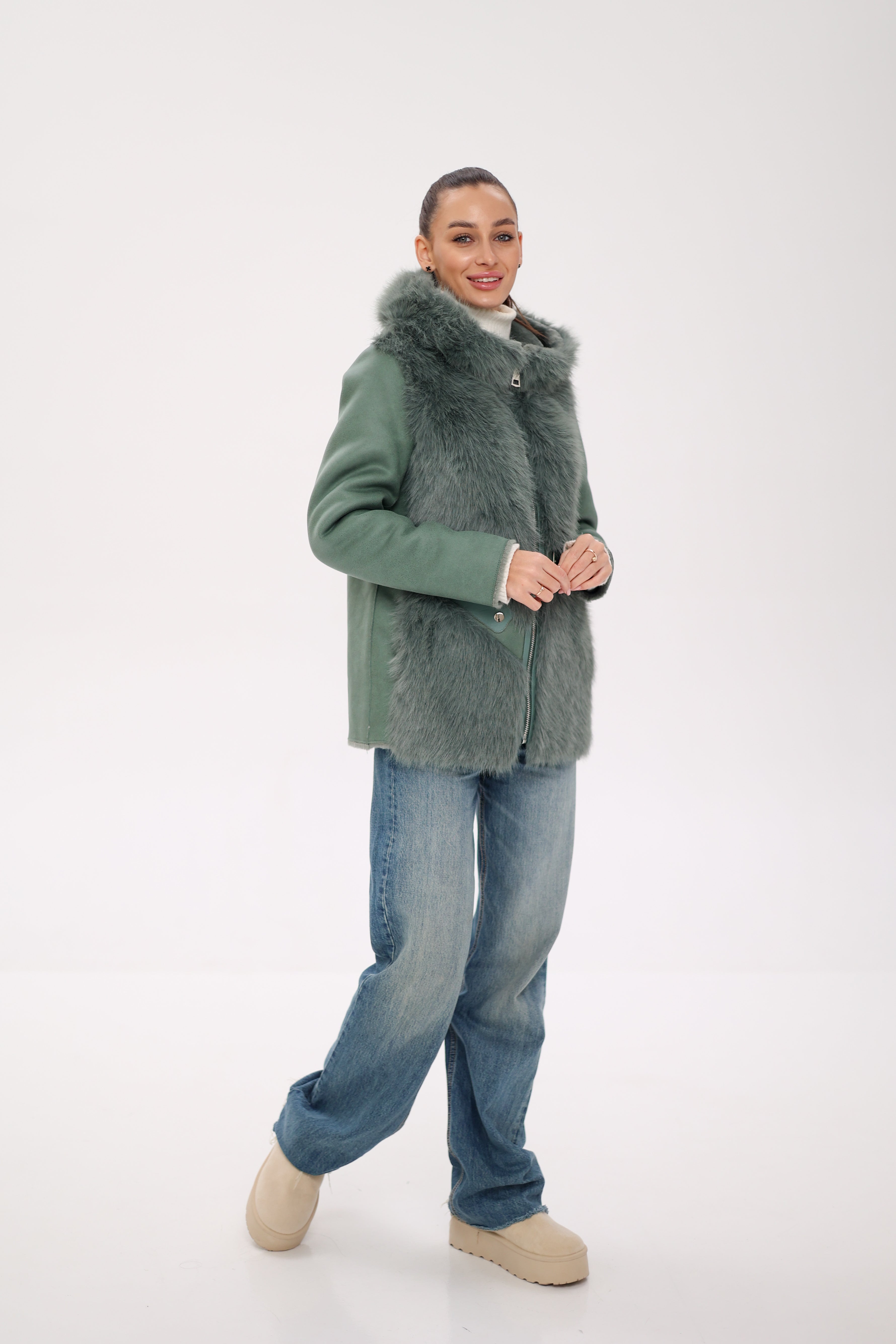 Reversible Hooded Wool Blend Jacket