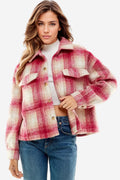 Vibrant Aura Pink Plaid Pocket Shacket