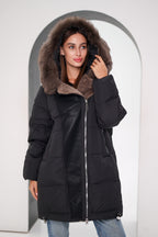 Genuine Polar Fox Insulated Coat | Black