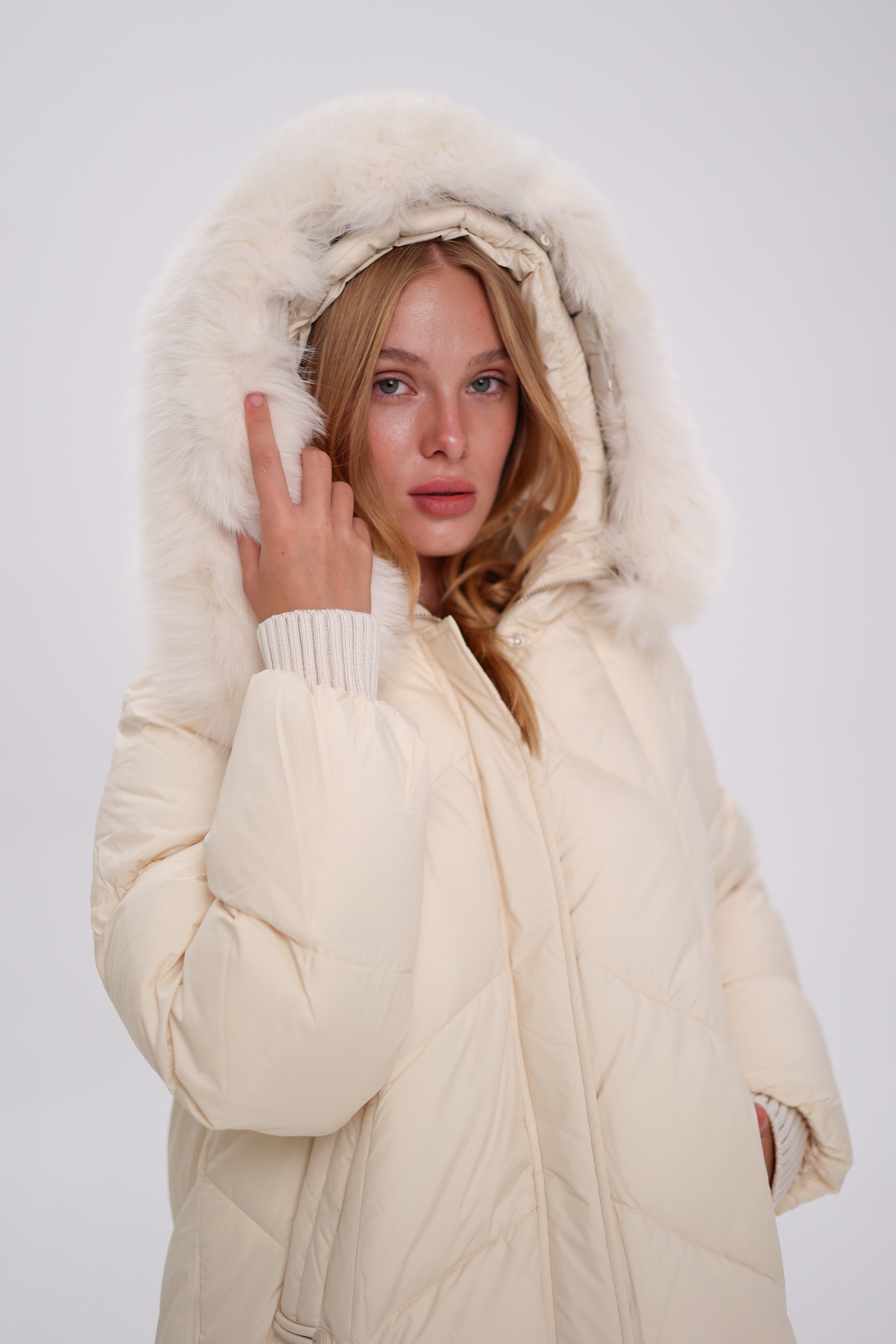 Genuine Polar Fox Thinsulate™ Coat | Ivory