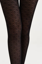 Fantasy Tights Conte Alba with Geometric Diamond Pattern