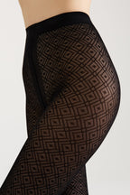 Fantasy Tights Conte Alba with Geometric Diamond Pattern