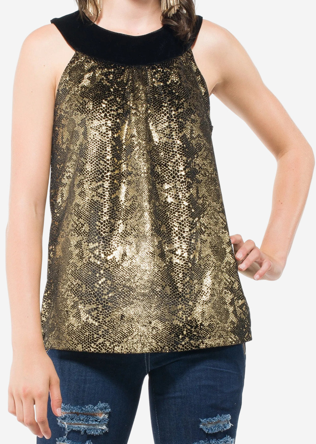 Women's Sleeveless Gold Top