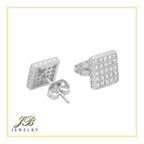 Square 17 CZ Earrings 14K Gold Filled Silver Hip Hop Studs