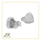 Heart 3 CZ Earrings 14K Gold Filled Silver Hip Hop Studs