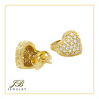Heart 3 CZ Earrings 14K Gold Filled Silver Hip Hop Studs