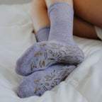 Serene Socks Adult Organic Cotton Non-Slip Socks 4 Seasons Lavender | 2 Pairs