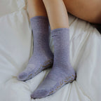 Serene Socks Adult Organic Cotton Non-Slip Socks 4 Seasons Lavender | 2 Pairs